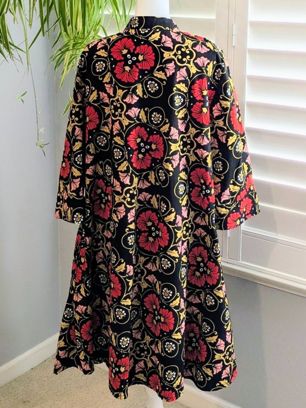 Zuri Red & Gold Cotton Dress Sz L - Picture 3 of 5